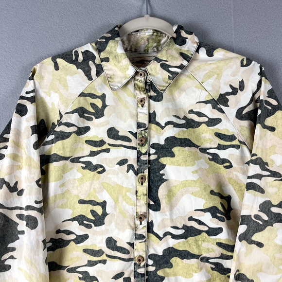 Free People x Artisan De Luxe Camo Print Top Womens Small Grunge Boho Army - Picture 2 of 15